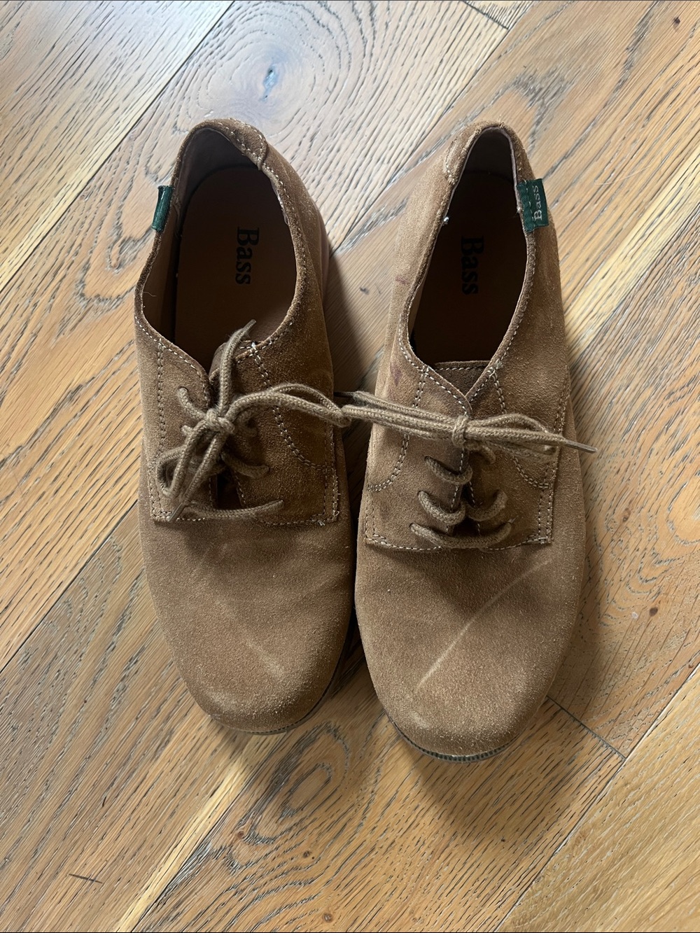 Bass women’s Tan Suede Derby Lace-Up Shoes - Picture 1 of 5